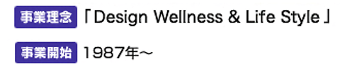 事業理念：「Design Wellness & Life Style」事業開始：1987年～