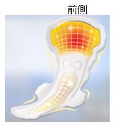 ナプキンの前側部分を長くし、温感部分に芍薬とヨモギを配合